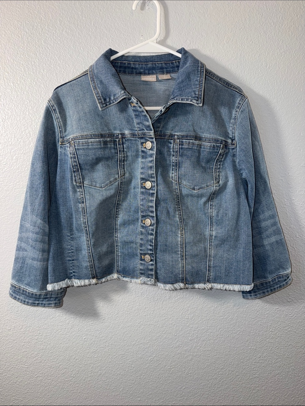Chico’s Classic Light Blue Denim Jacket - Women's Casual Coat